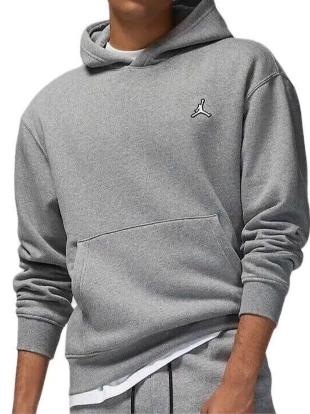 Jordan Brooklyn Fleece Men's Grey Logo Pullover Hoodie
